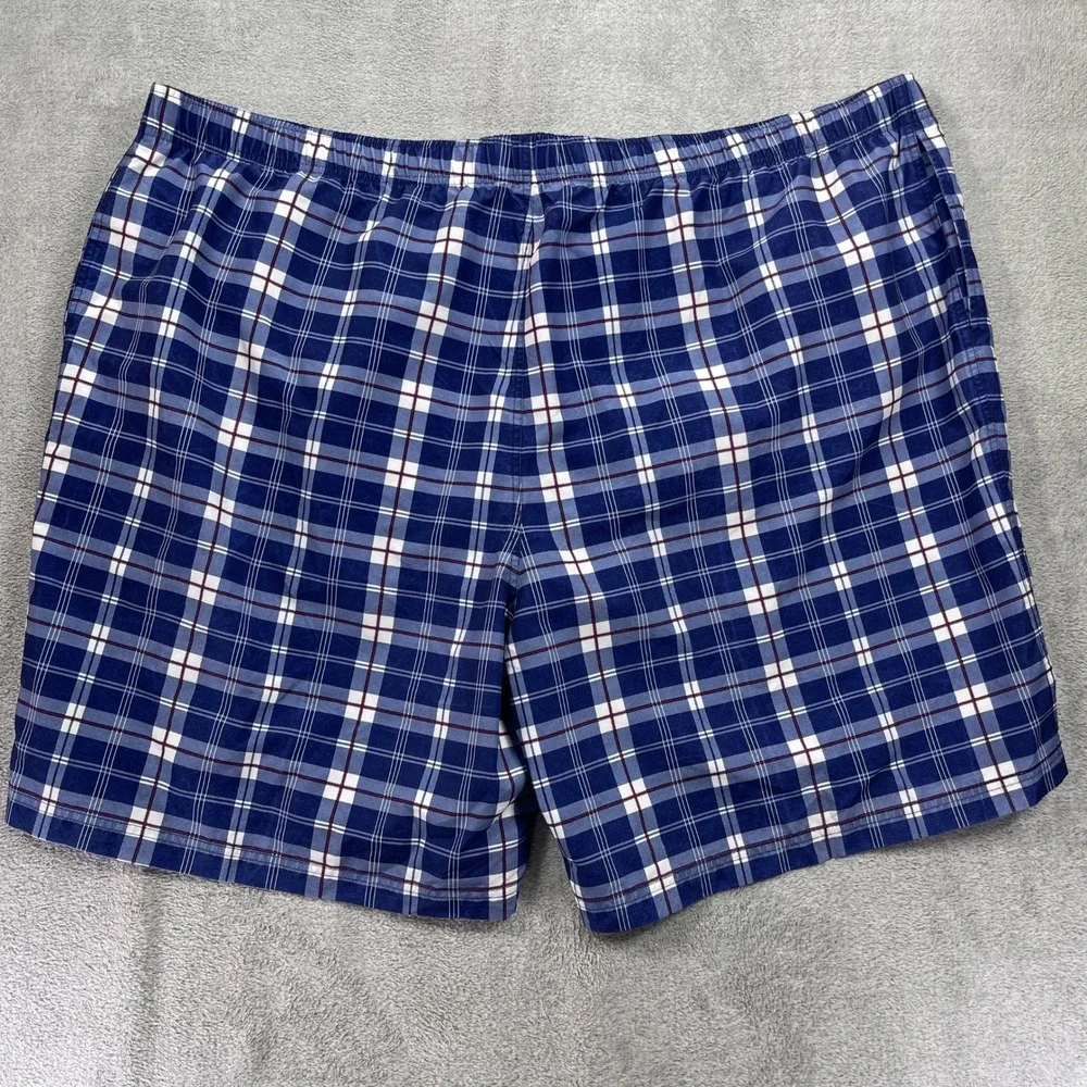 True Nation Swim Trunks Men 5XL Blue Plaid Board Shorts Mesh Lining Pockets
